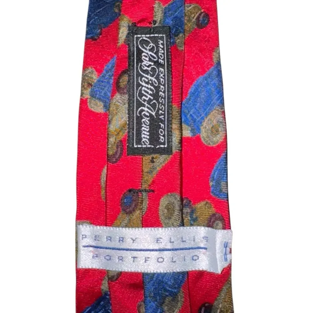Perry‎ Ellis Portfolio Saks Fifth Avenue 100% Silk Car Tie Designer Necktie USA